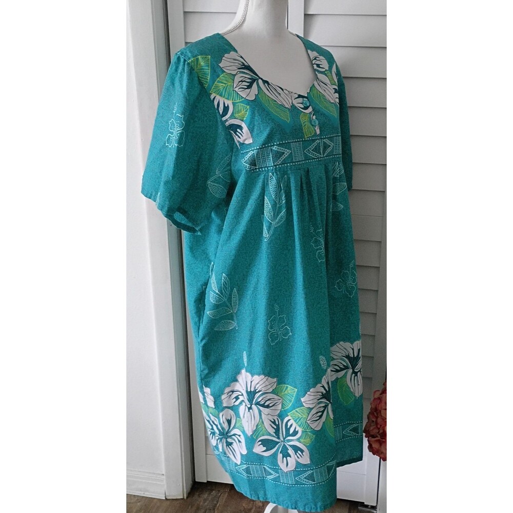 Anthony Richards Hawaiian Print Short Sleeve Muumuu Housedress Pockets XL - Picture 4 of 7